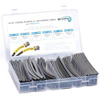 Techflex HSK2 - 2 to 1 Polyolefin Heatshrink Tube Kit, 6 sizes, 110 pieces 6" length - Gray