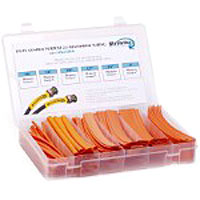 Techflex HSK2 - 2 to 1 Polyolefin Heatshrink Tube Kit, 6 sizes, 110 pieces 6" length - Orange