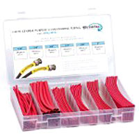 Techflex HSK2 - 2 to 1 Polyolefin Heatshrink Tube Kit, 6 sizes, 110 pieces 6" length - Red