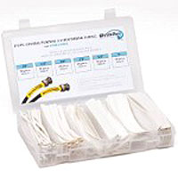 Techflex HSK2 - 2 to 1 Polyolefin Heatshrink Tube Kit, 6 sizes, 110 pieces 6" length - White