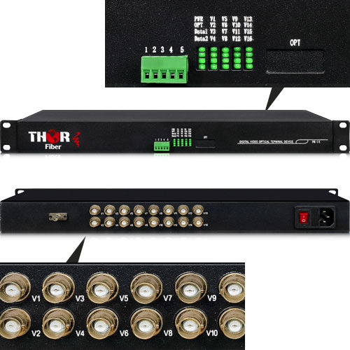 Thor F-16V-TxRx 16 Channel Composite Video over Fiber Transmitter / Receiver