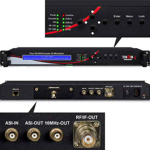 Thor H-1SDI-DVBS2-IF 1Ch HD-SDI to DVB-S2 Satellite Encoder Modulator