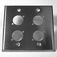 WALL PLATE DOUBLE GANG 4 DL HOLE STAINLESS OR BLACK